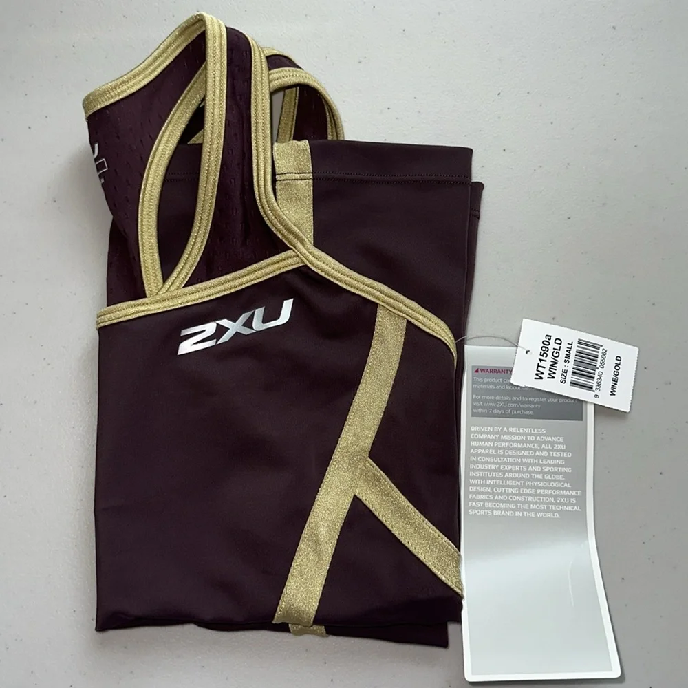 NWT 2XU wine and gold Performance Tank Size Small. - Picture 10 of 14